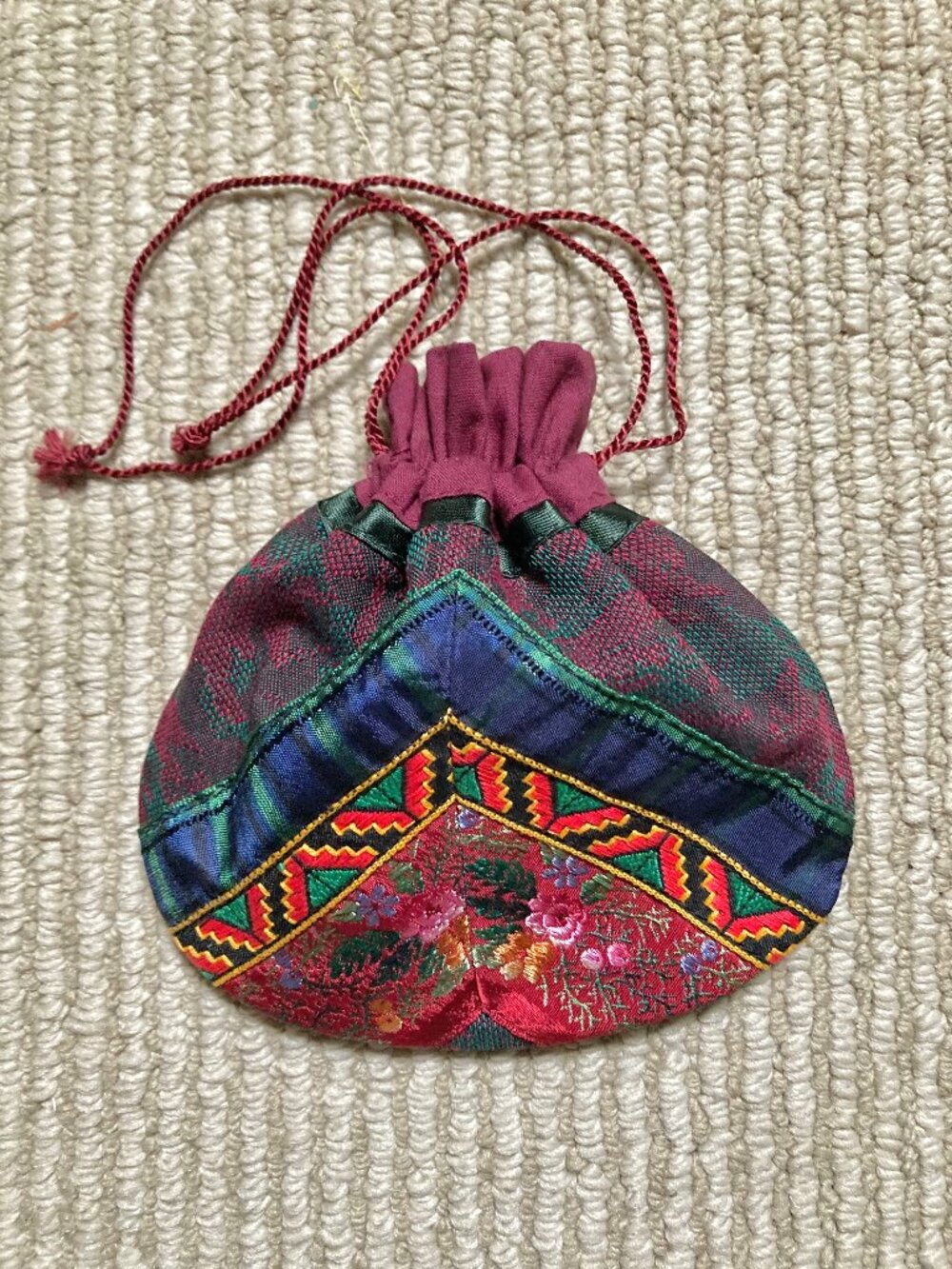 Artisan Luxury Fabric Pouch with Drawstring Closure